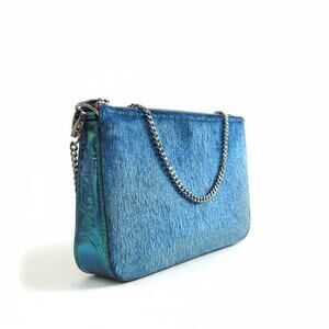 Christian Louboutin Loubila Blue Embellished Velour Shoulder Bag NWT